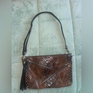 Elegant Brown Snakeskin Shoulder Bag